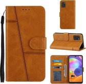 Voor Samsung Galaxy A31 4G Stiksels Kalf Textuur Gesp Horizontale Flip Lederen Case met Houder & Kaartsleuven & Portemonnee & Lanyard (Geel)