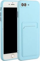 Kaartsleuf ontwerp schokbestendig TPU beschermhoes voor iPhone 8 Plus & 7 Plus (hemelsblauw)