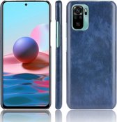 Voor Xiaomi Redmi Note 10 4G / Note 10S Schokbestendige Litchi-textuur PC + PU-hoes (blauw)