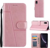 Stiksels Kalfsstructuur Gesp Horizontale Flip Leren Case met Houder & Kaartsleuven & Portemonnee & Lanyard Voor iPhone XR (Roze)