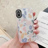 Dubbelkleurig TPU-patroon beschermhoes voor iPhone XS / X (bloem)