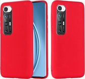 Voor Xiaomi Mi 10S effen kleur vloeibare siliconen valbestendige volledige dekking beschermhoes (rood)