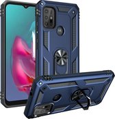 Voor Motorola Moto G10 / G30 schokbestendige TPU + pc-beschermhoes met 360 graden roterende houder (blauw)