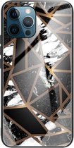 Abstract Marble Pattern Glass beschermhoes voor iPhone 11 Pro Max (Rhombus Black)