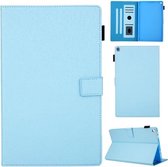 Haar zijdeachtige textuur effen kleur horizontale flip lederen tas met houder & kaartsleuven & fotolijst & antislipstrip voor Amazon Kindle Fire HD10 2015/2017/2019 (blauw)