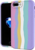 Voor iPhone SE 2020/8/7 Rainbow Silicone + PC Schokbestendig Skid-proof stofdicht hoesje (Rainbow Pink)