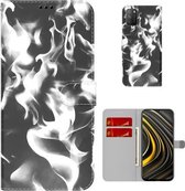 Voor Xiaomi Poco M3 / Redmi 9 Power / Redmi 9T / Redmi Note 9 4G Cloud Fog Pattern Horizontal Flip Leather Case met houder & kaartsleuf & portemonnee (zwart)