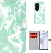 Voor Huawei P50 Pro Cloud Fog Pattern Horizontal Flip Leather Case met Houder & Card Slot & Wallet (Mint Groen)