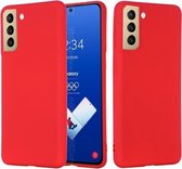 Voor Samsung Galaxy S21 FE 5G pure kleur vloeibare siliconen schokbestendige volledige dekking (rood)