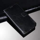 Voor Samsung Galaxy F02s idewei Crazy Horse Textuur Horizontale Flip Lederen Case met Houder & Kaartsleuven & Portemonnee (Zwart)