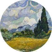 Korenveld met cipressen, Vincent van Gogh - Foto op Behangcirkel - ⌀ 150 cm