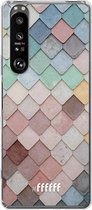 6F hoesje - geschikt voor Sony Xperia 1 III -  Transparant TPU Case - Colour Tiles #ffffff