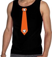 Zwart fan tanktop voor heren - oranje voetbal stropdas - Holland / Nederland supporter - EK/ WK mouwloos t-shirt / outfit S