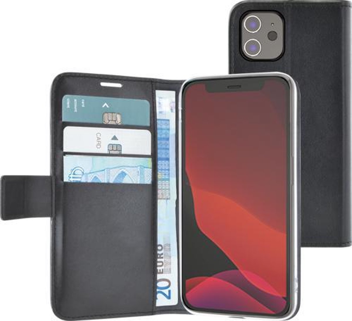 MH by Azuri walletcase with magnetic closure & cardslots - zwart - iPhone 12 min