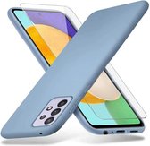Hoesje Geschikt Voor Samsung Galaxy A52s Hoesje - Galaxy A52 5G / 4G hoesje Silicone Blauw - Galaxy A52 Liquid Silicone Soft Nano cover - 2pack Screenprotector Galaxy A52