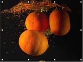 Sinaasappels in water - Foto op Tuinposter - 60 x 45 cm