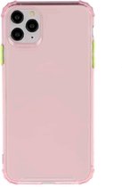 Voor iPhone 12 TPU Kleur Doorschijnend Vierhoekige airbag Schokbestendige telefoon Beschermhoes (transparant roze)