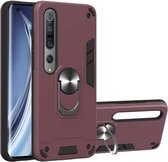 Voor Geschikt voor Xiaomi Mi 10 5G / Mi 10 Pro 5G 2 in 1 Armor Series PC + TPU beschermhoes met ringhouder (wijnrood)