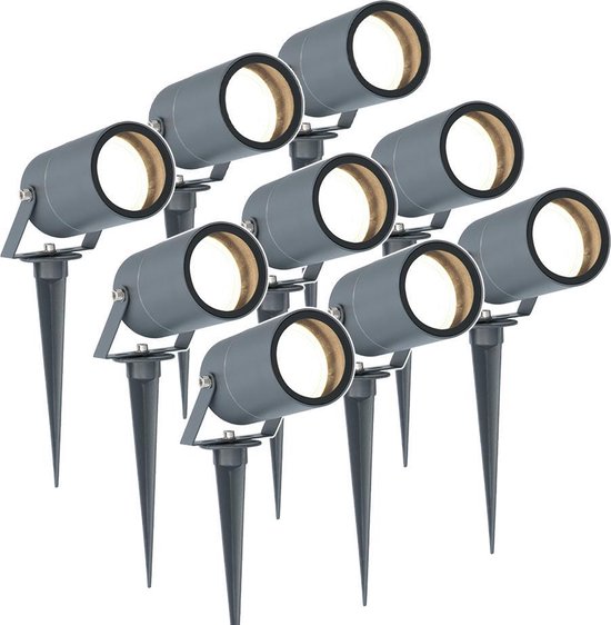 HOFTRONIC 9x HOFTRONIC Spikey - Tuinspot voor buiten - LED - Antraciet - 4000K Neutraal wit - Waterdicht - 5 Watt - Voor het uitlichten van planten/struiken en bomen