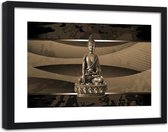 Foto in frame ,Boeddha in abstracte woestijn , 120x80cm , Bruin , Premium print