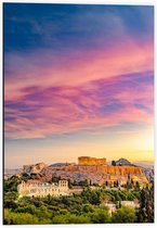 Dibond - Uitzicht op Parthenon Athene  - 40x60cm Foto op Aluminium (Met Ophangsysteem)