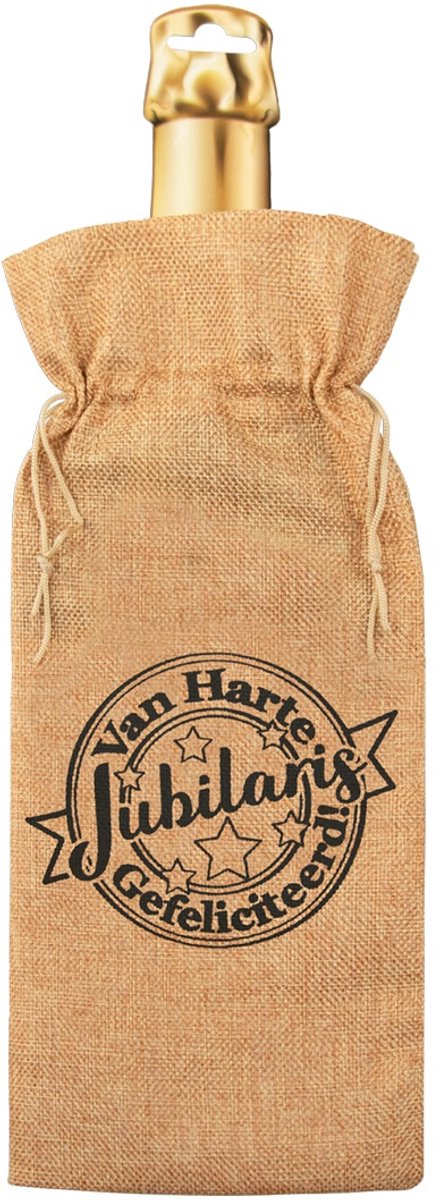 Cadeauverpakking - fles - Jubilaris - Jute - 42 cm - Paper Dreams