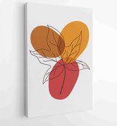 Foliage line art drawing with abstract shape. Abstract Plant Art design for print, cover, wallpaper, Minimal and natural wall art. Vector illustration. 1 - Moderne schilderijen – V