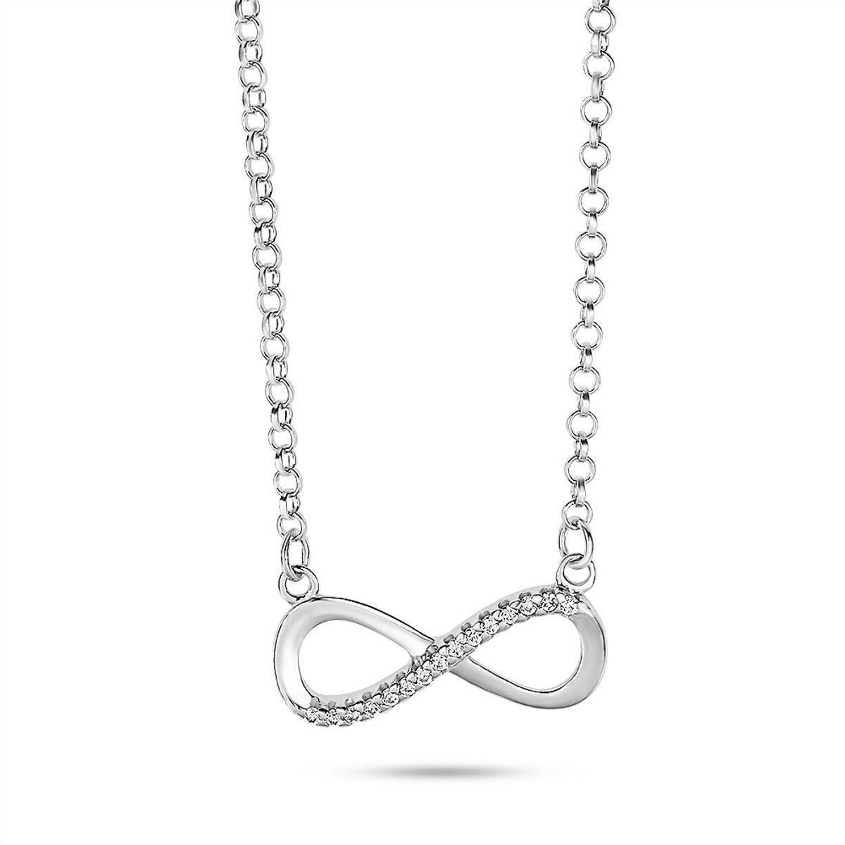 Twice As Nice Halsketting in zilver, infinity, zirkonia 40cm+5cm