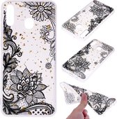 Cartoon patroon goudfolie stijl Dropping Glue TPU zachte beschermhoes voor Galaxy M20 (zwart kant)