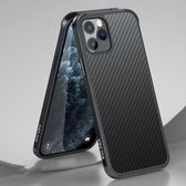 SULADA luxe 3D koolstofvezel getextureerd schokbestendig metaal + TPU frame hoesje voor iPhone 11 Pro Max (zwart)