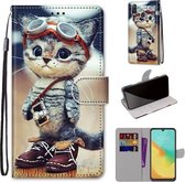 Voor ZTE Blade V10 Vita Gekleurde Tekening Cross Textuur Horizontale Flip PU Lederen Case met Houder & Kaartsleuven & Portemonnee & Lanyard (Lederen Schoenen Kat)