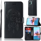 Voor Xiaomi Redmi Note 10 4G Windgong Uil Embossing Patroon Horizontale Flip Leren Case met Houder & Kaartsleuven & Portemonnee (Zwart)