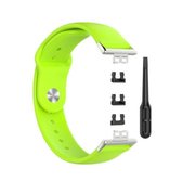 Voor Huawei Watch Fit 18mm Terug Gesp Stijl Siliconen Effen Kleur Vervangende Band Horlogeband (Lime Groen)