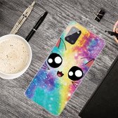 Voor Samsung Galaxy A41 schokbestendig geverfd transparant TPU beschermhoes (Starry Cute Cat)