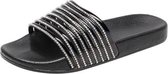 Dames effen kleur Casual glanzende Flash Drill-pantoffels, schoenmaat: 40 (zwart)