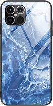 Voor iPhone 12 Pro Max Marble Pattern Glass beschermhoes (DL03)