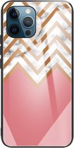 Marmer gehard glas achterkant TPU grenshoes voor iPhone 12/12 Pro (HCBL-3)