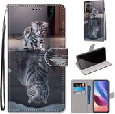 Voor Xiaomi Redmi K40 / K40 Pro / K40 Pro + / Mi 11i / Poco F3 Gekleurde tekening Cross Texture Horizontale Flip PU lederen hoes met houder & kaartsleuven & portemonnee & Lanyard (kat wordt t