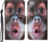 Voor Samsung Galaxy S20 FE Gekleurde Tekening Patroon Horizontale Flip Leren Case met Houder & Kaartsleuven & Portemonnee & Lanyard (Orang-oetan)