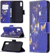 Voor Samsung Galaxy A02 / M02 Gekleurde Tekening Patroon Horizontale Flip Leren Case met Houder & Kaartsleuven & Portemonnee (Paarse Vlinder)