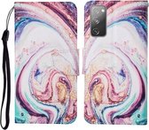 Voor Samsung Galaxy S20 FE Gekleurde Tekening Patroon Horizontale Flip Leren Case met Houder & Kaartsleuven & Portemonnee & Lanyard (Whirlpool Marmer)