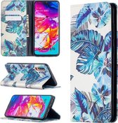 Voor Samsung Galaxy A70 Gekleurde tekening patroon onzichtbare magnetische horizontale flip PU lederen tas met houder & kaartsleuven & portemonnee (blauw blad)