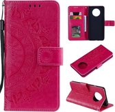 Voor Xiaomi Redmi Note 9T Totem Bloem Reliëf Horizontale Flip TPU + PU lederen tas met houder & kaartsleuven & portemonnee (rood)