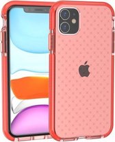 Voor iPhone 11 rasterpatroon schokbestendig transparant TPU beschermhoes (oranje)