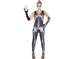dressforfun - vrouwenkostuum sexy Skelett jumpsuit XL - verkleedkleding kostuum halloween verkleden feestkleding carnavalskleding carnaval feestkledij partykleding - 300144