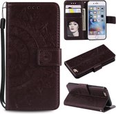 Totem bloem reliëf horizontale flip TPU + PU lederen tas met houder & kaartsleuven & portemonnee voor iPhone 6 (bruin)