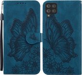 Voor Samsung Galaxy A42 5G Retro Skin Feel Butterflies Embossing Horizontale Flip Leather Case met houder & kaartsleuven & portemonnee (blauw)