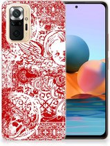GSM Hoesje Xiaomi Redmi Note 10 Pro Back Case TPU Siliconen Hoesje Angel Skull Red