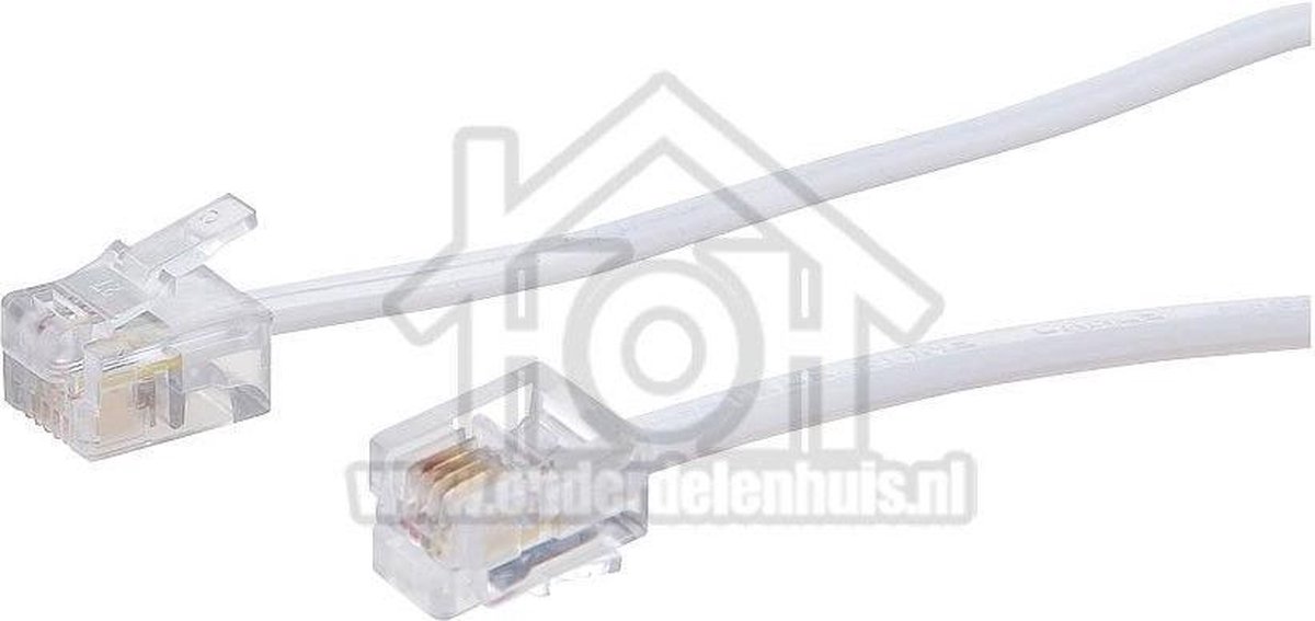 Telefoonkabel Wit, 2x RJ11 6p4c Male, 2.5 Meter