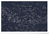 JUNIQE - Poster Sterrenkaart -13x18 /Blauw